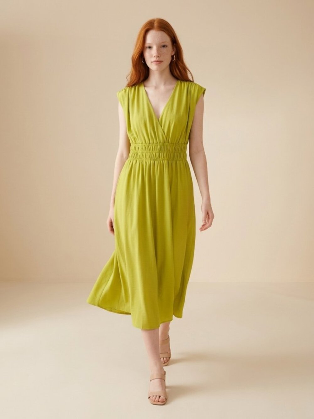 Calvin Klein Green Smocked Waist Wide-Leg Jumpsuit Size 4 NWT